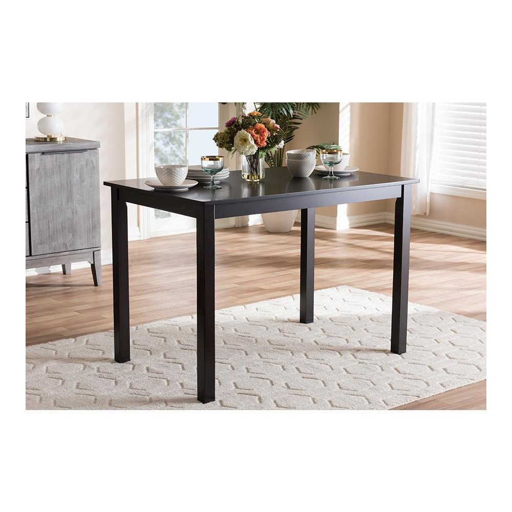 Baxton Studio Eveline Modern Espresso Brown Finished Wood 43-Inch Dining Table. Picture 5