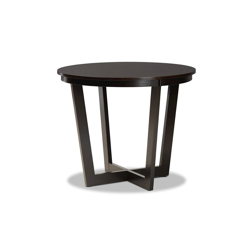 Morigan Sand Fabric Upholstered and Dark Brown Finished Wood 5-Piece Dining Set. Picture 3