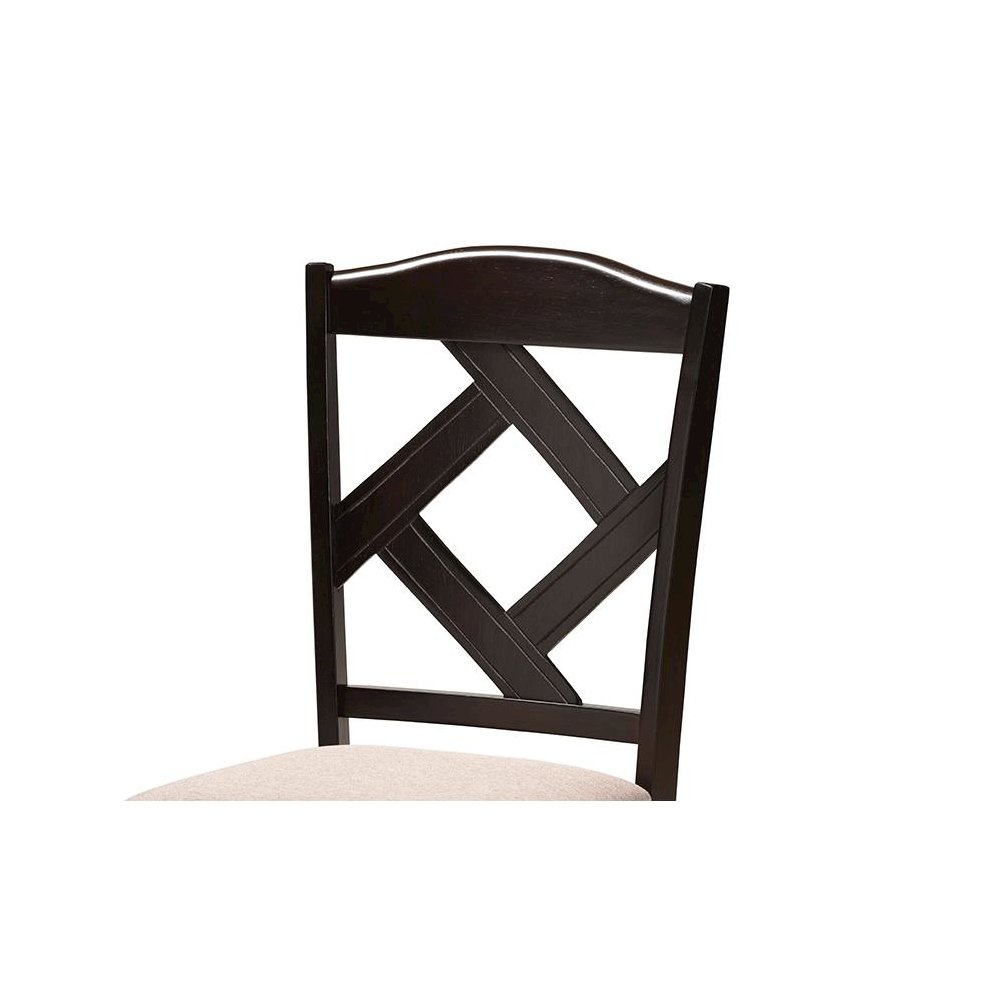 Morigan Sand Fabric Upholstered and Dark Brown Finished Wood 5-Piece Dining Set. Picture 5