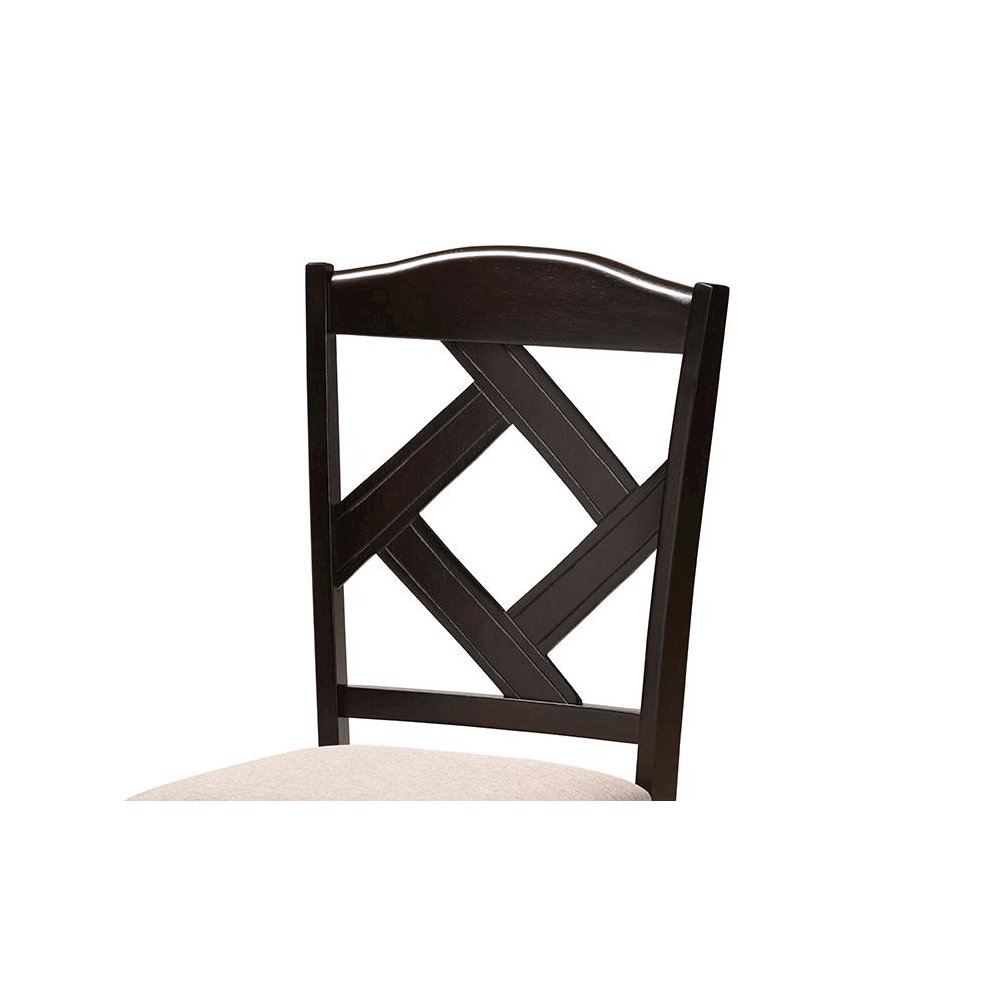 Sand Fabric Upholstered and Dark Brown Finished Wood 5-Piece Dining Set. Picture 5
