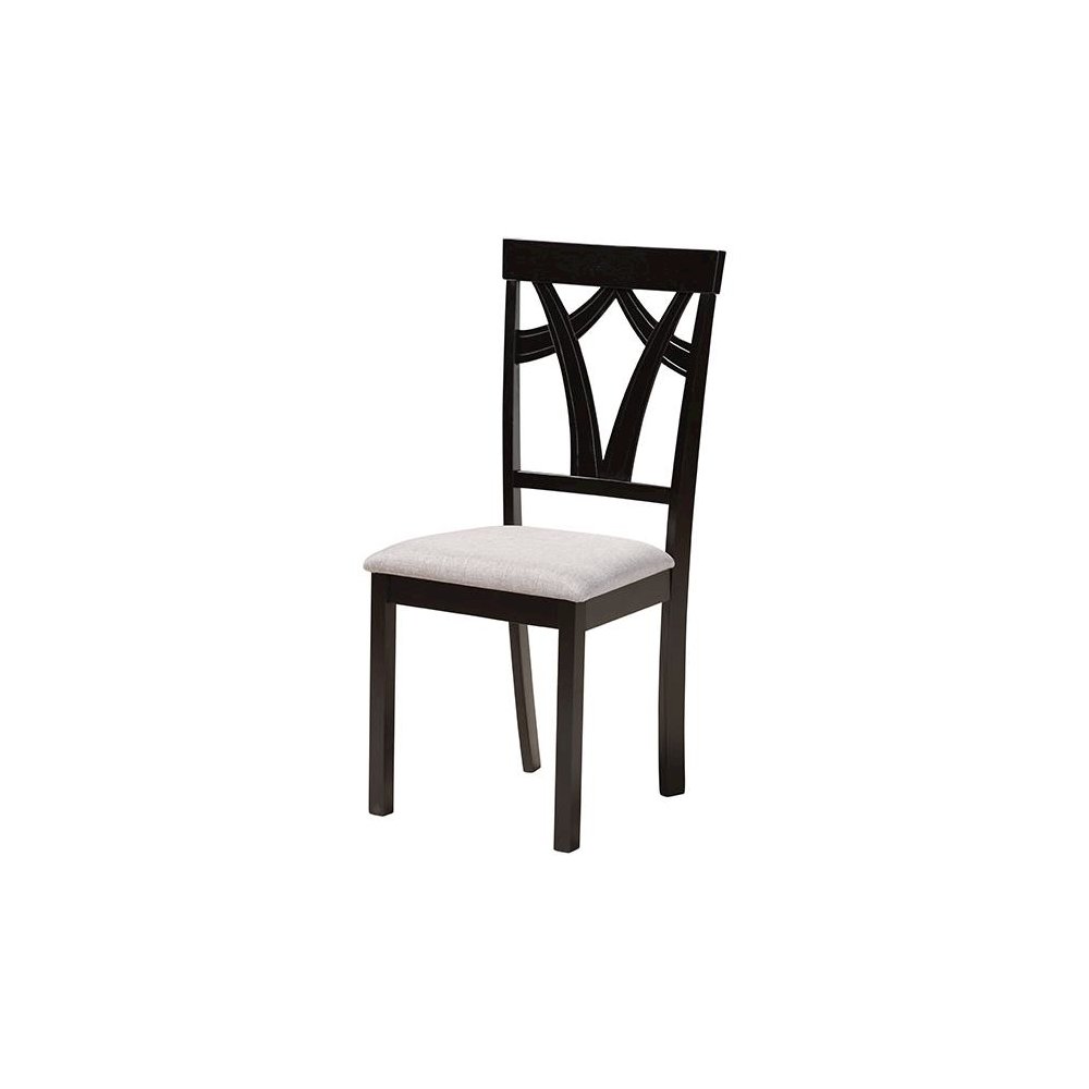 Sylvia Modern Grey Fabric and Dark Brown Finished Wood 7-Piece Dining Set. Picture 2