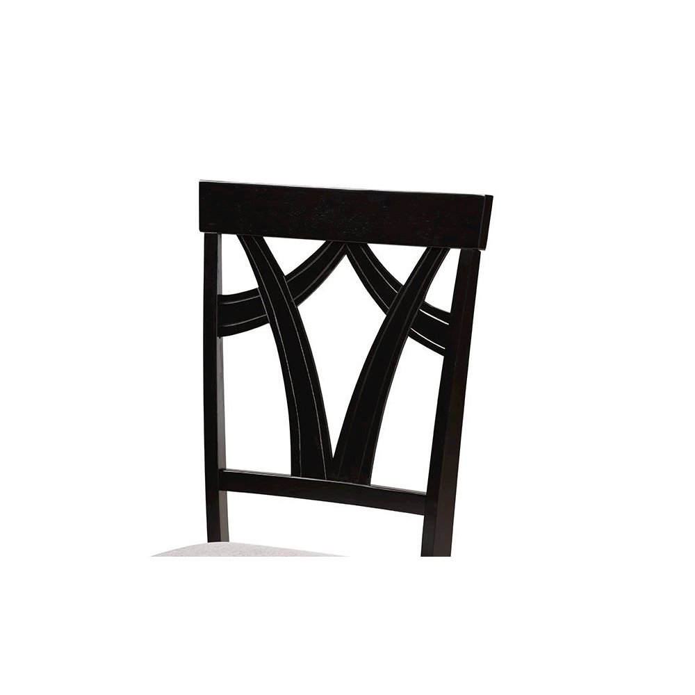 Sylvia Modern Grey Fabric and Dark Brown Finished Wood 7-Piece Dining Set. Picture 5