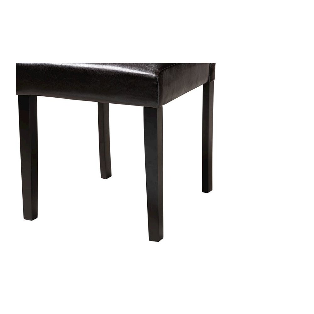 Leather and Espresso Brown Finished Wood 5-Piece Dining Set. Picture 6