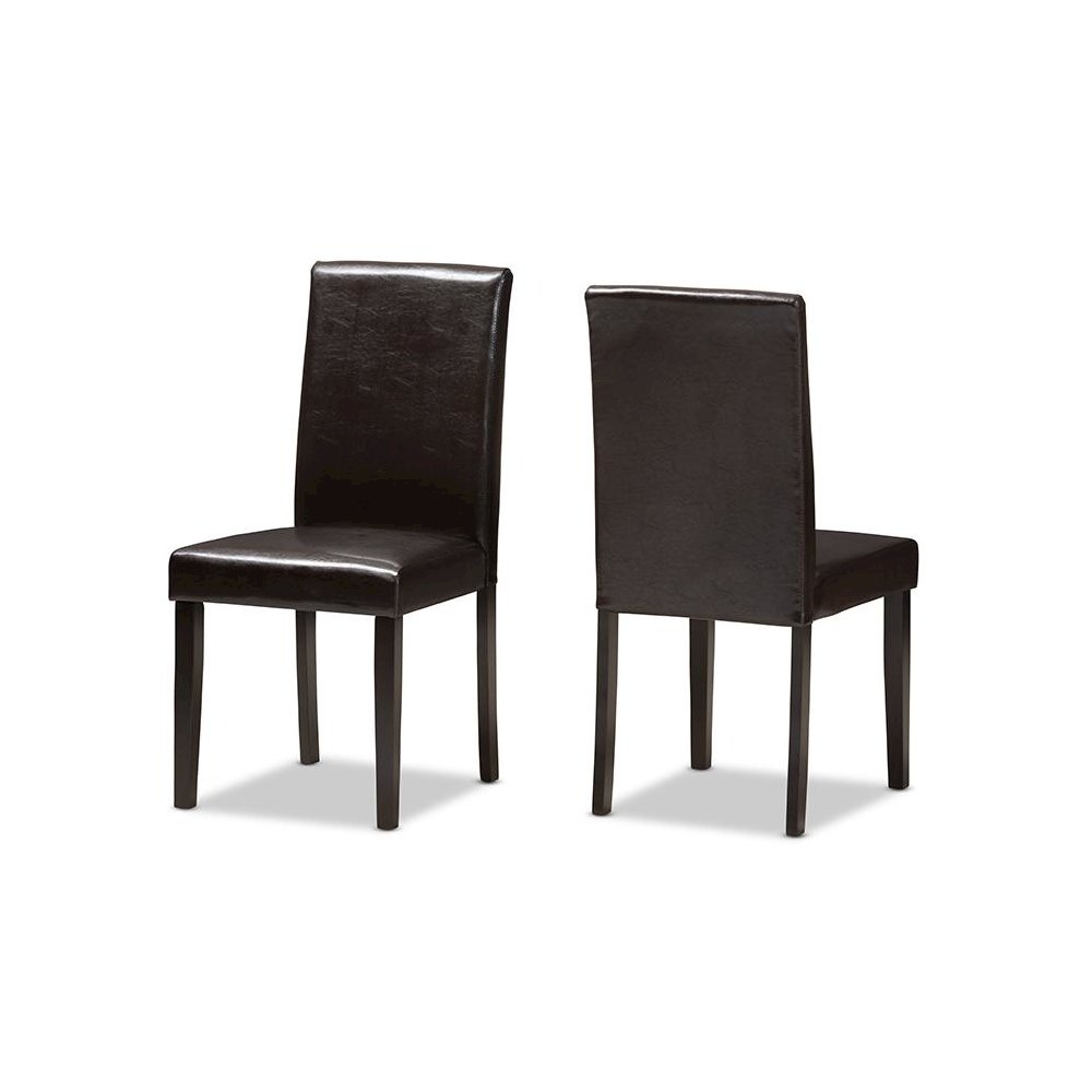 Dark Brown Faux Leather Upholstered 5-Piece Dining Set. Picture 2