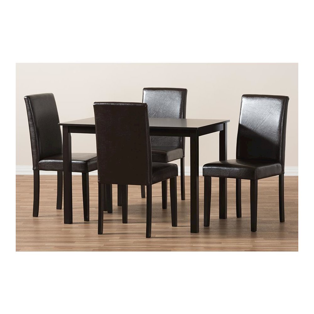 Dark Brown Faux Leather Upholstered 5-Piece Dining Set. Picture 6
