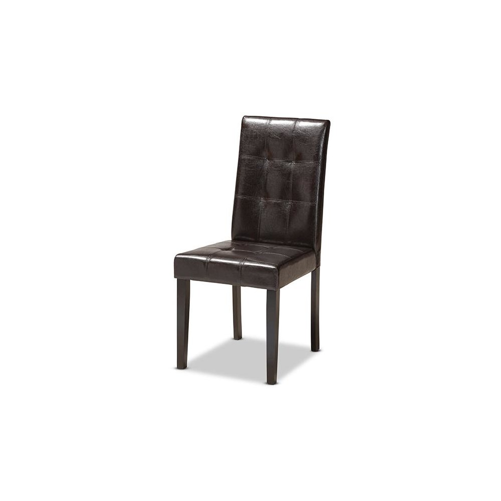 Leather Upholstered and Dark brown Finished Wood 7-Piece Dining Set. Picture 2