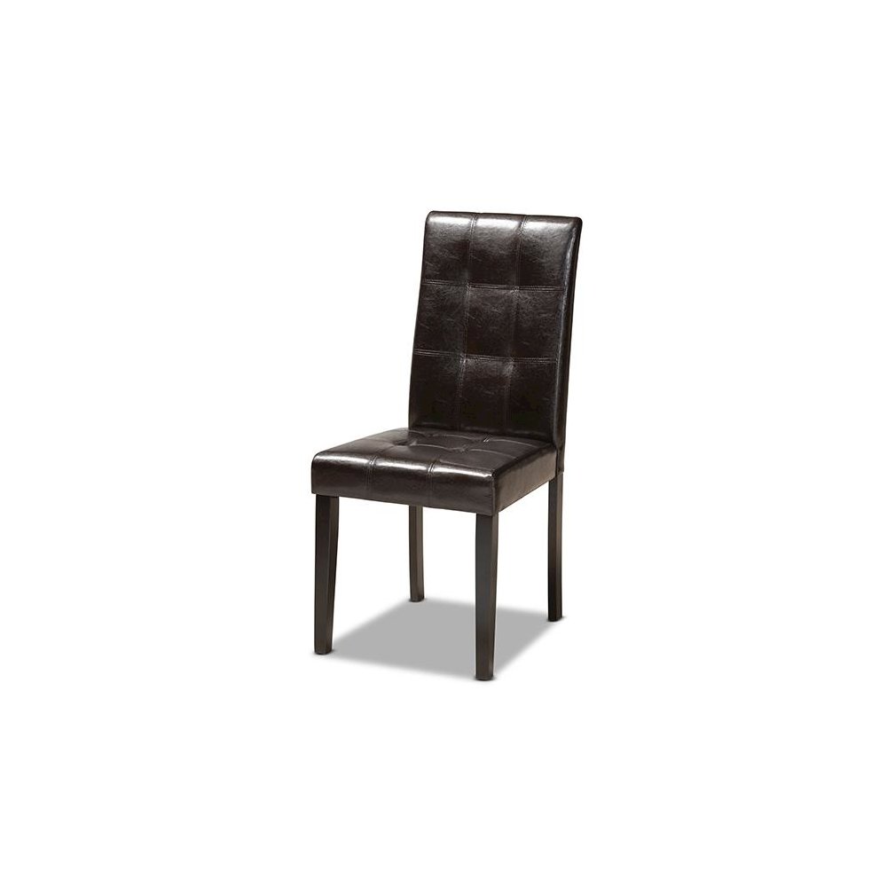 Leather Upholstered and Dark Brown Finished Wood 5-Piece Dining Set. Picture 2