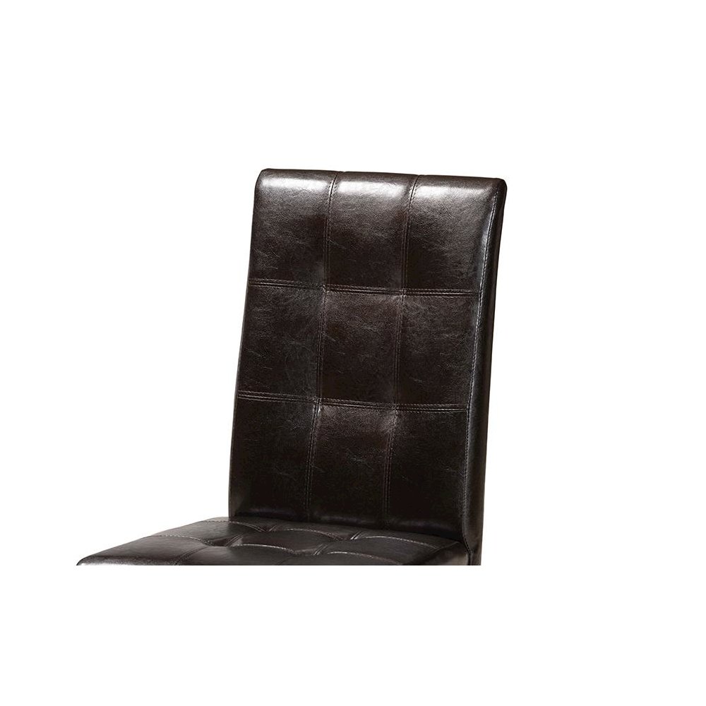 Leather Upholstered and Dark Brown Finished Wood 5-Piece Dining Set. Picture 5