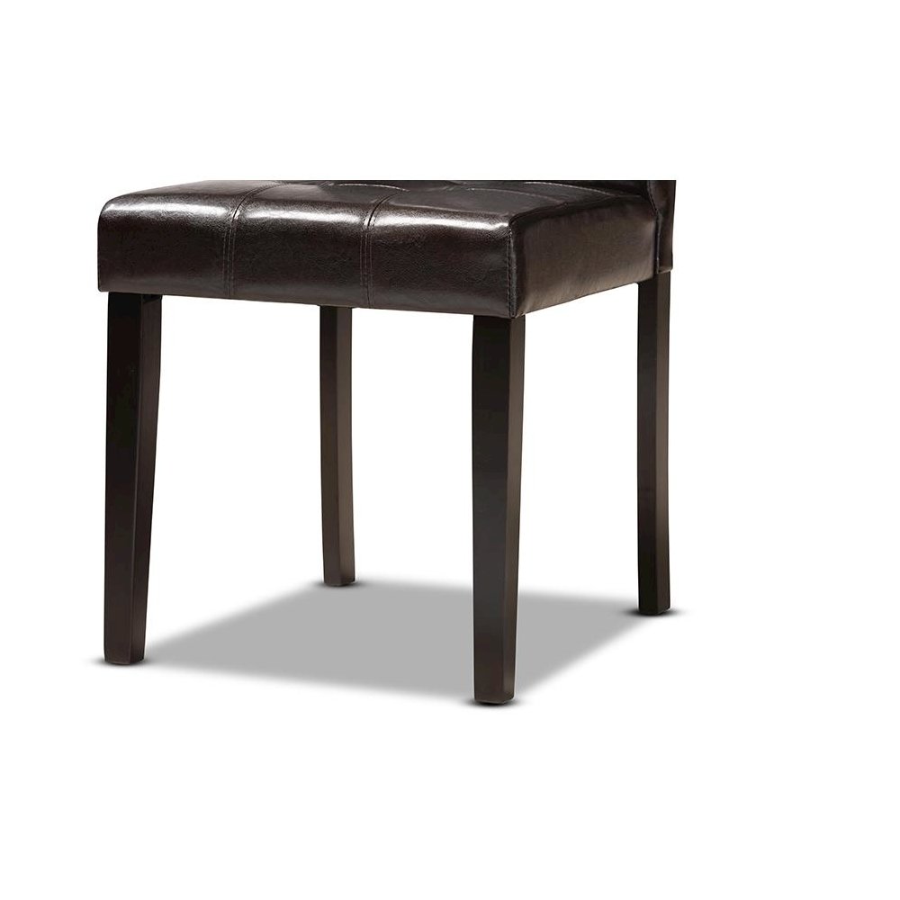 Leather Upholstered and Dark Brown Finished Wood 5-Piece Dining Set. Picture 6