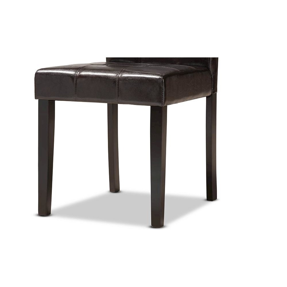 Leather Upholstered and Dark Brown Finished Wood 5-Piece Dining Set. Picture 6
