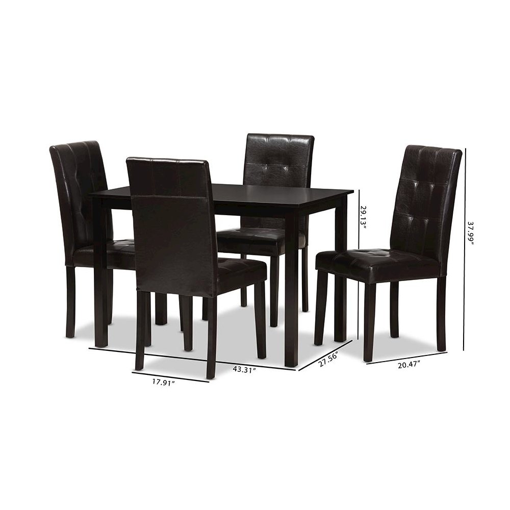 Dark Brown Faux Leather Upholstered 5-Piece Dining Set. Picture 7