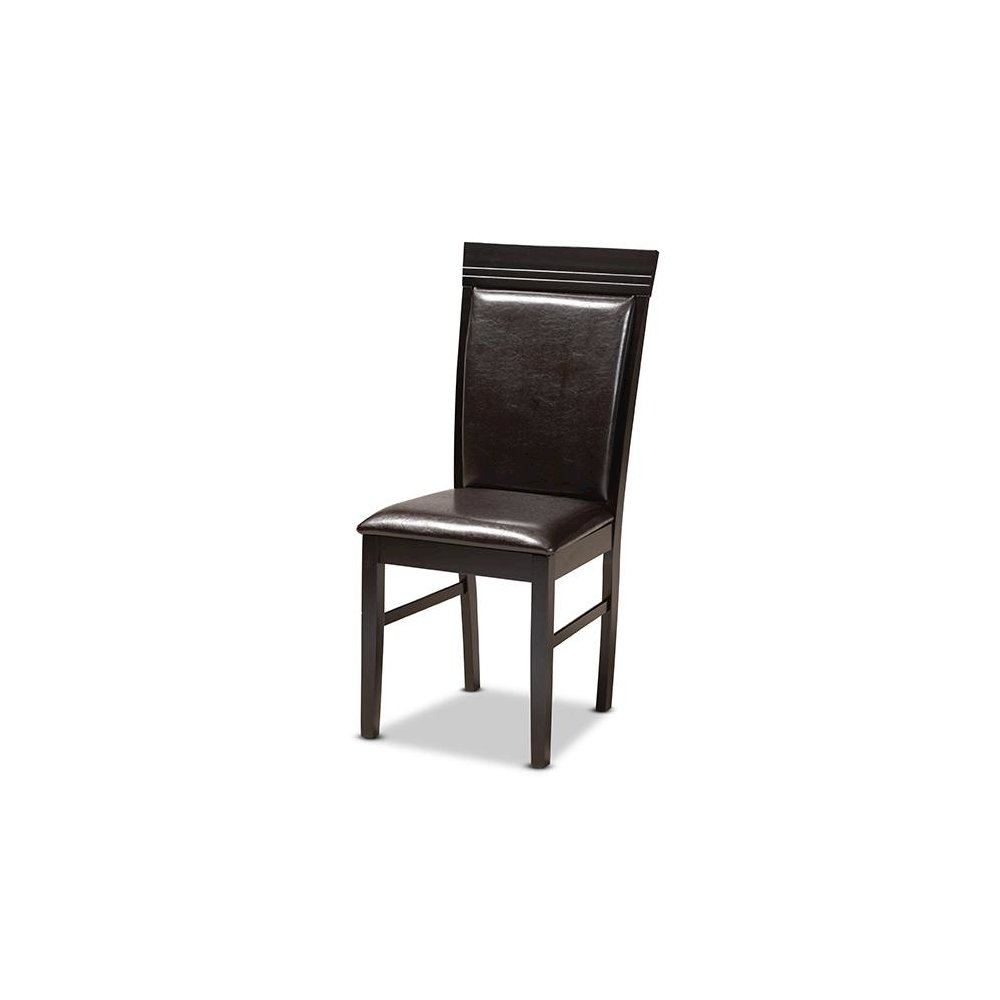 Leather Upholstered and Dark Brown Finished Wood 7-Piece Dining Set. Picture 2