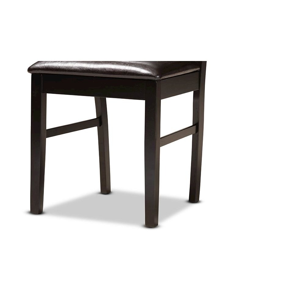 Leather Upholstered and Dark Brown Finished Wood 7-Piece Dining Set. Picture 6