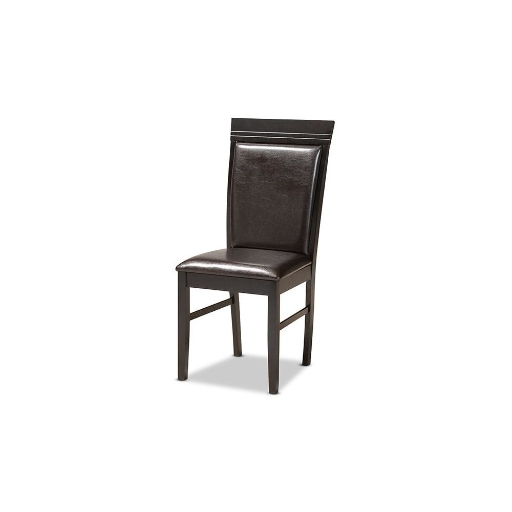 Leather Upholstered and Dark Brown Finished Wood 5-Piece Dining Set. Picture 2
