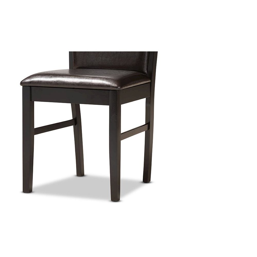 Leather Upholstered and Dark Brown Finished Wood 5-Piece Dining Set. Picture 6