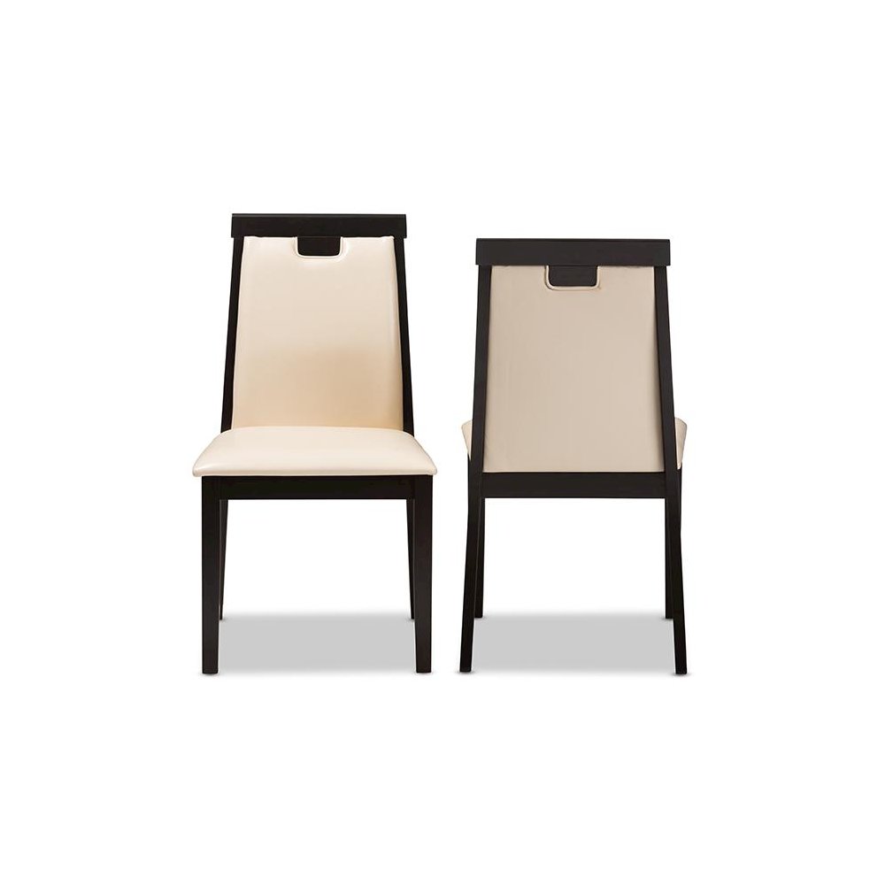 Leather Upholstered and Dark Brown Finished Dining Chair (Set of 2). Picture 2