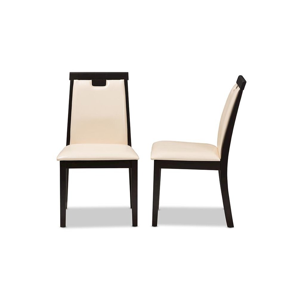 Leather Upholstered and Dark Brown Finished Dining Chair (Set of 2). Picture 3