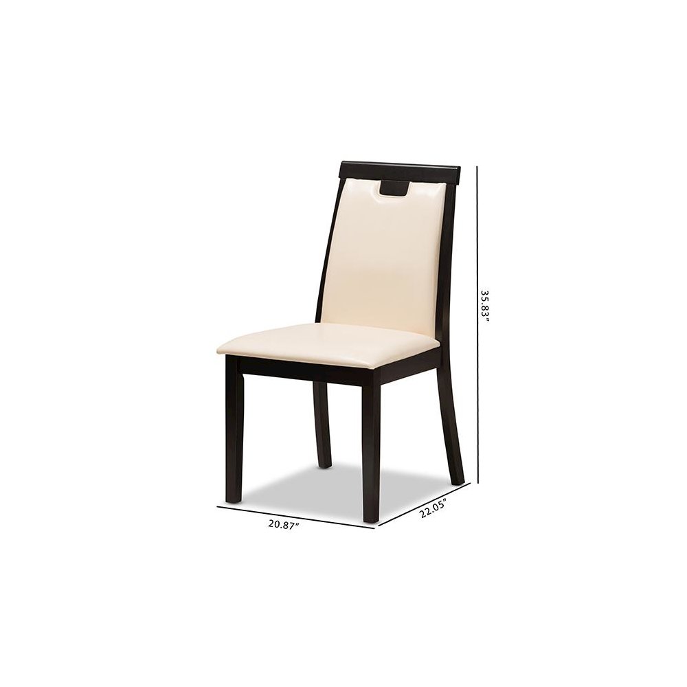 Leather Upholstered and Dark Brown Finished Dining Chair (Set of 2). Picture 7