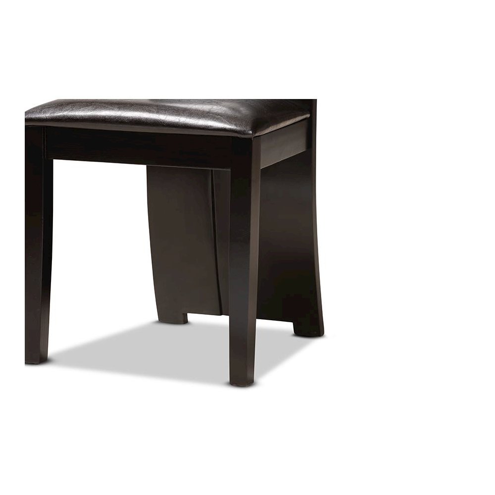 Leather Upholstered and Dark Brown Finished Wood 7-Piece Dining Set. Picture 6