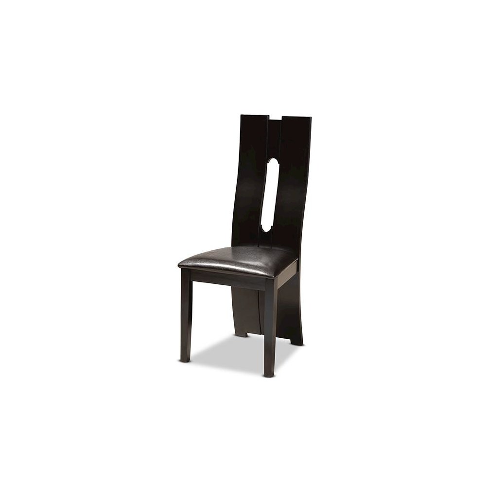 Leather Upholstered and Dark Brown Finished Wood 5-Piece Dining Set. Picture 2
