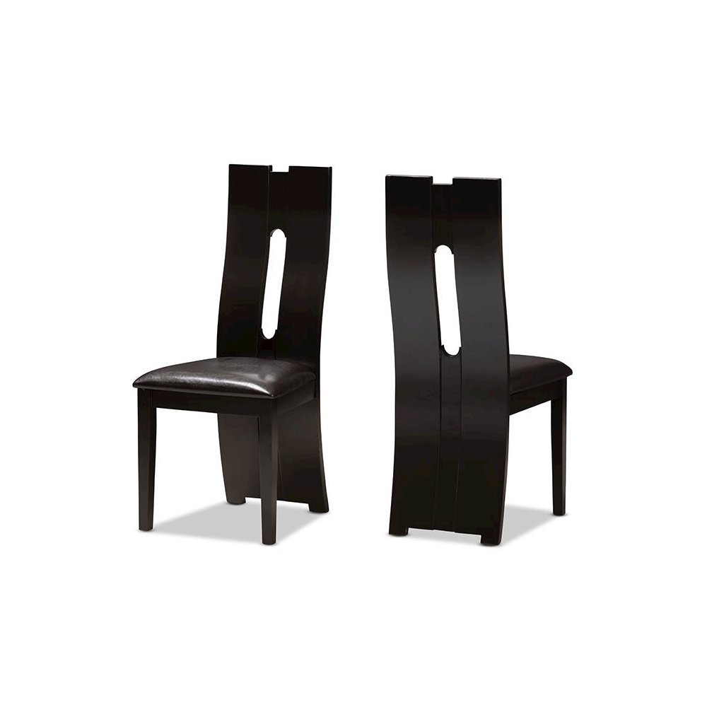 Dark Brown Faux Leather Upholstered 5-Piece Dining Set. Picture 2