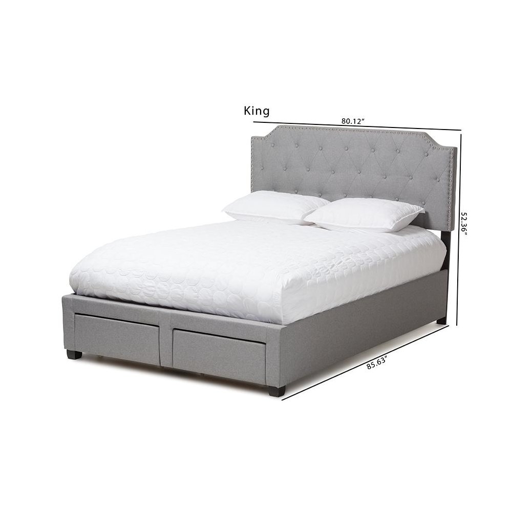 Aubrianne Modern and Contemporary Grey Fabric Upholstered Queen Storage Bed. Picture 13