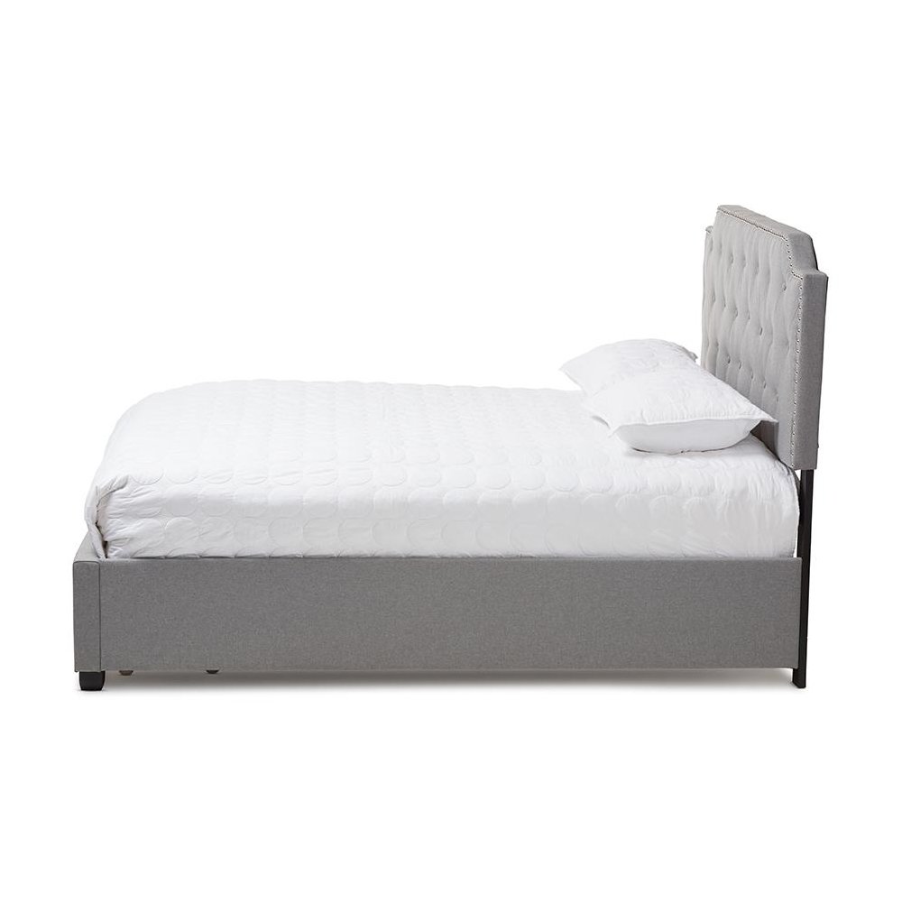 Aubrianne Modern and Contemporary Grey Fabric Upholstered Queen Storage Bed. Picture 3