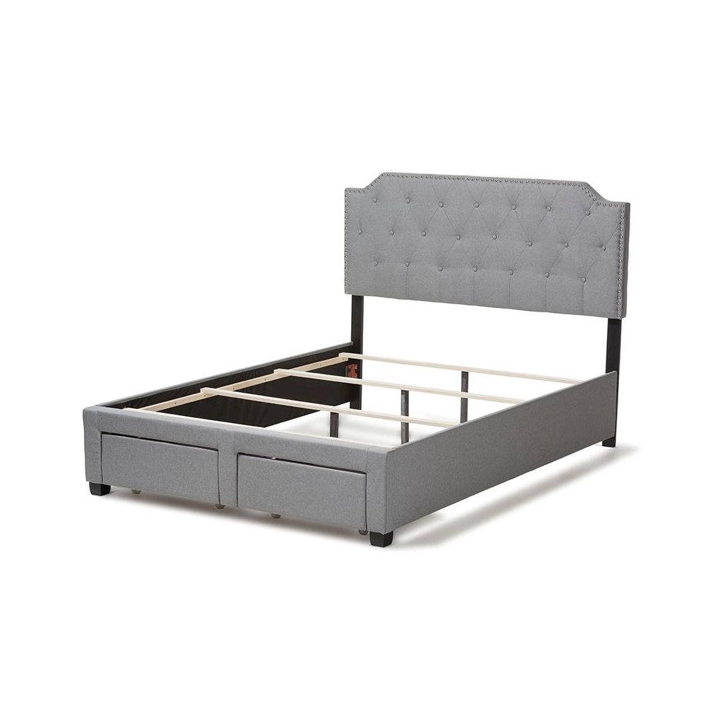 Aubrianne Modern and Contemporary Grey Fabric Upholstered Queen Storage Bed. Picture 4