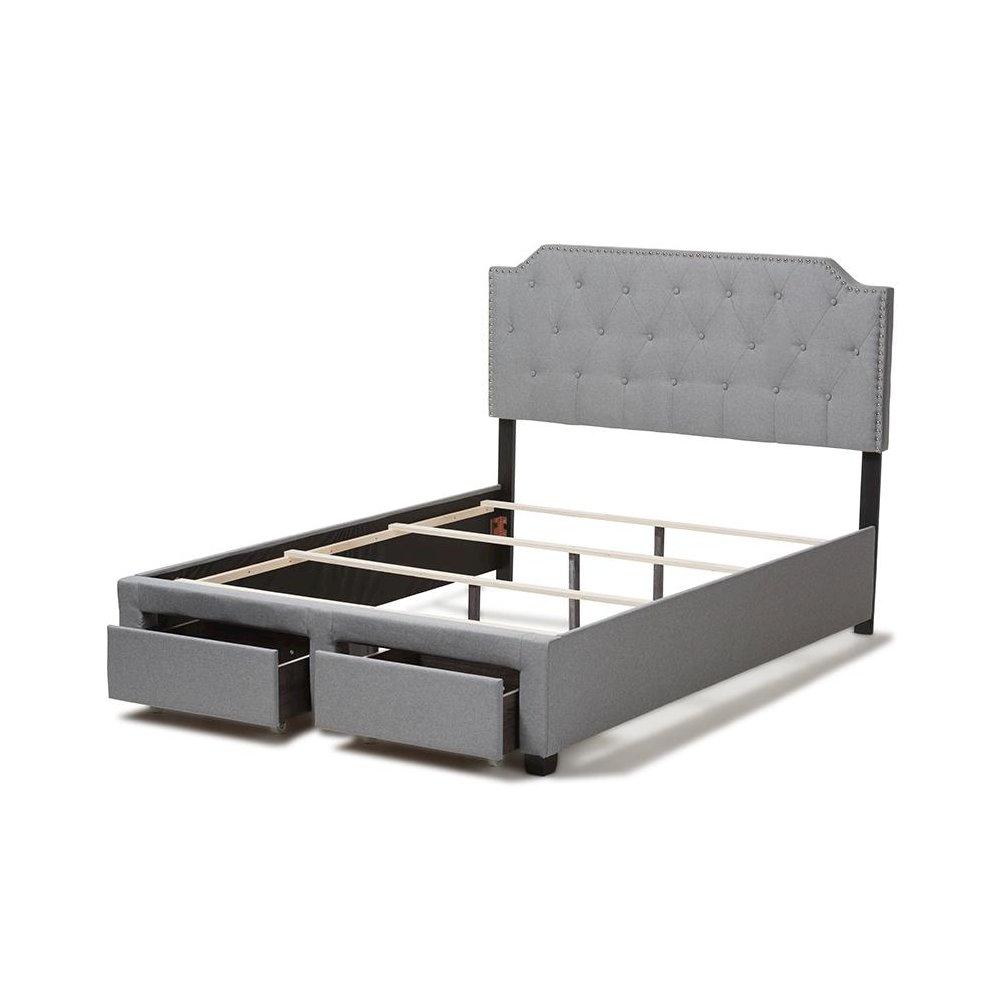 Aubrianne Modern and Contemporary Grey Fabric Upholstered Queen Storage Bed. Picture 5