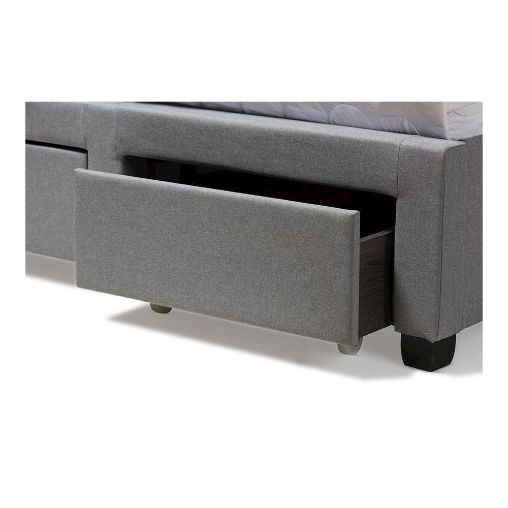 Aubrianne Modern and Contemporary Grey Fabric Upholstered Queen Storage Bed. Picture 7