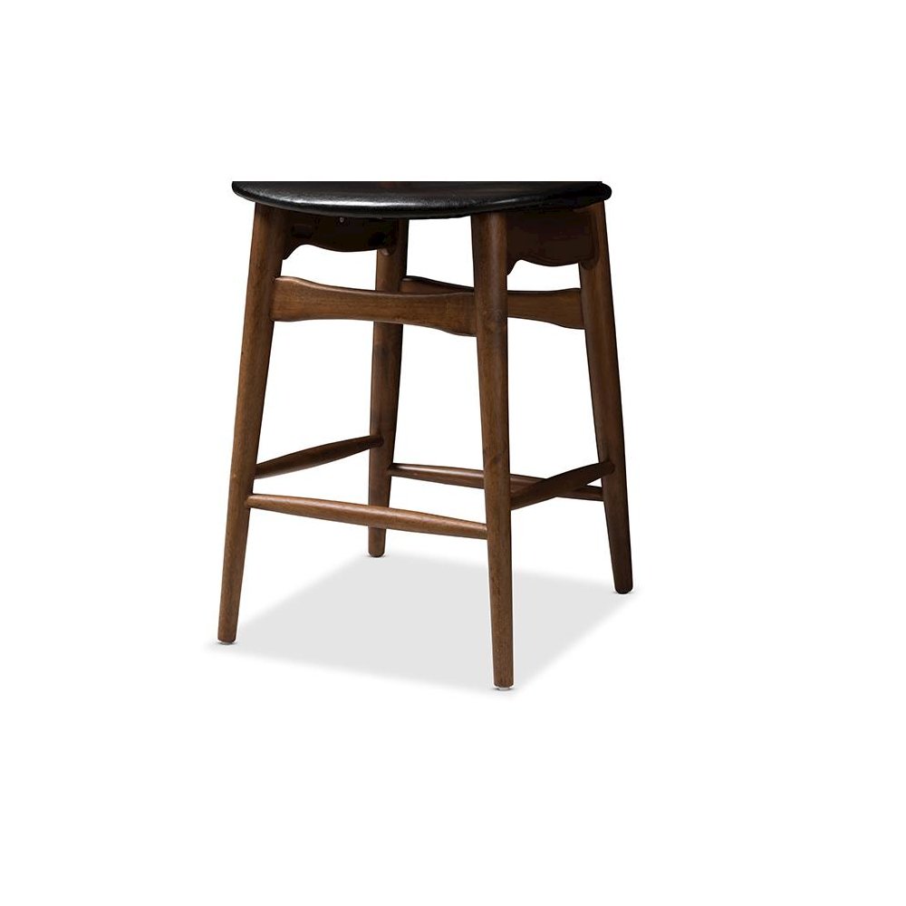 Leather Upholstered Walnut Finished Counter Stool (Set of 2). Picture 5