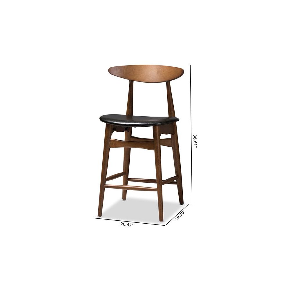 Leather Upholstered Walnut Finished Counter Stool (Set of 2). Picture 8