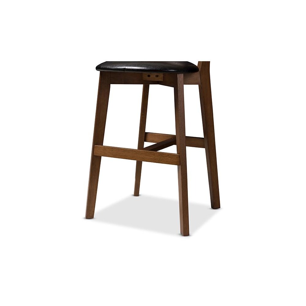 Leather Upholstered Walnut Finished Counter Stool (Set of 2). Picture 5