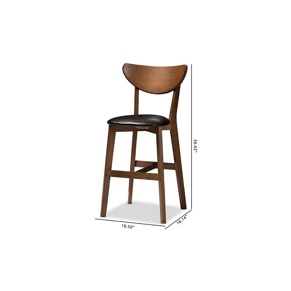 Leather Upholstered Walnut Finished Counter Stool (Set of 2). Picture 8
