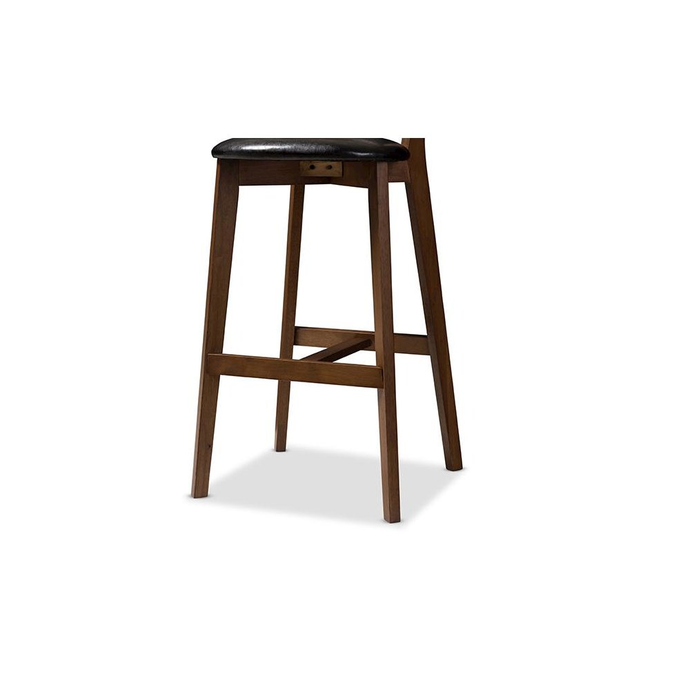 Leather Upholstered Walnut Finished Bar Stool (Set of 2). Picture 5