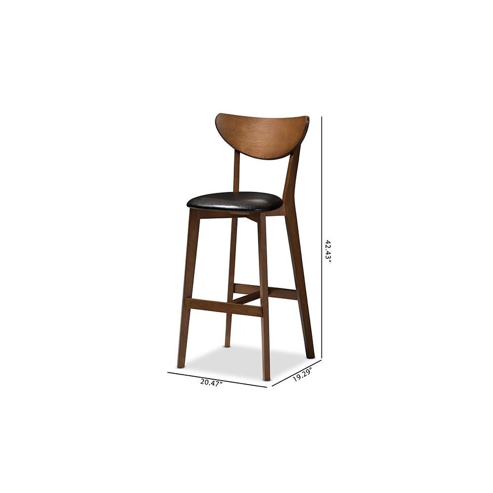 Leather Upholstered Walnut Finished Bar Stool (Set of 2). Picture 8