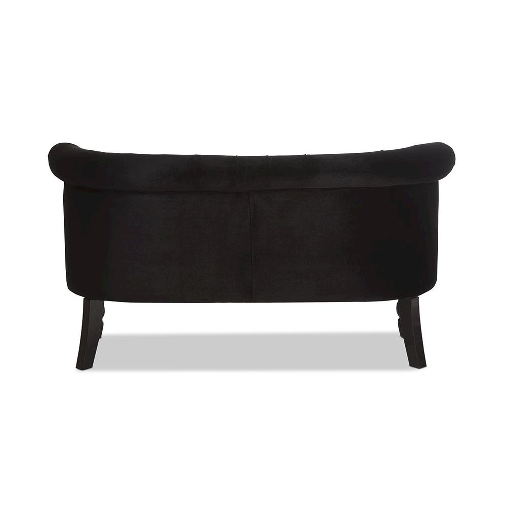 Black Velvet Fabric Upholstered 2-seater Loveseat. Picture 4
