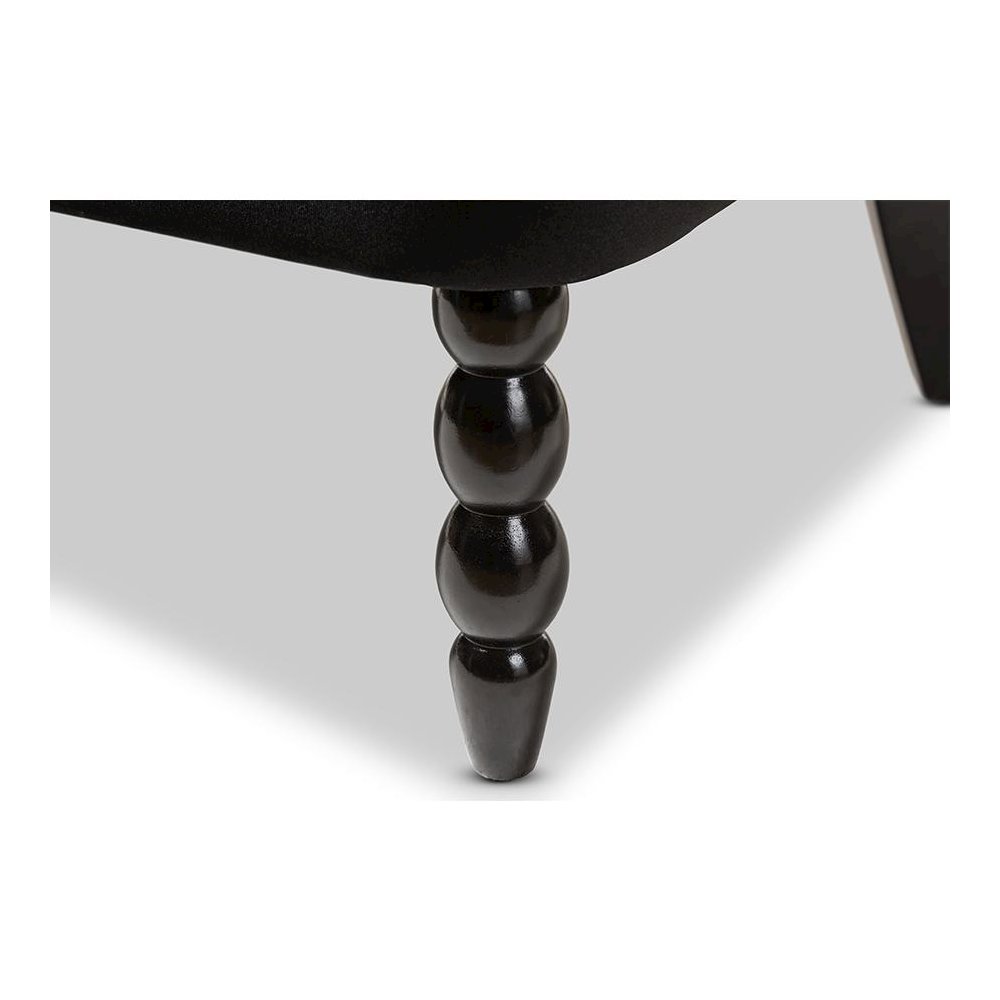 Black Velvet Fabric Upholstered 2-seater Loveseat. Picture 7