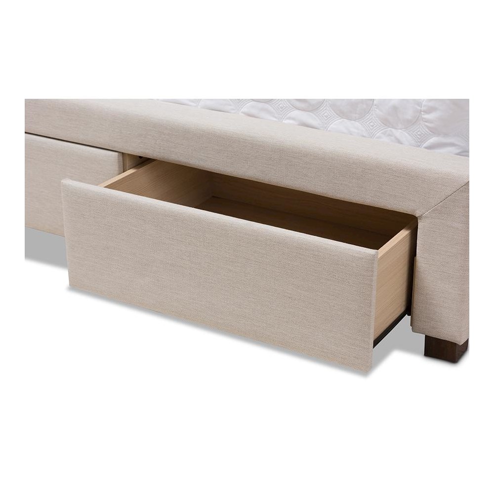Light Beige Fabric Upholstered Queen Size Storage Bed. Picture 8