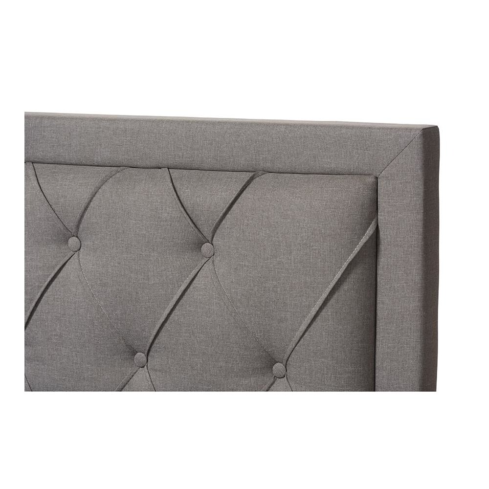 Light Grey Fabric Upholstered Queen Size Storage Bed. Picture 6