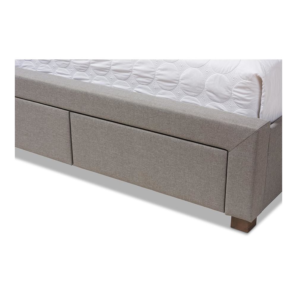 Light Grey Fabric Upholstered Queen Size Storage Bed. Picture 7