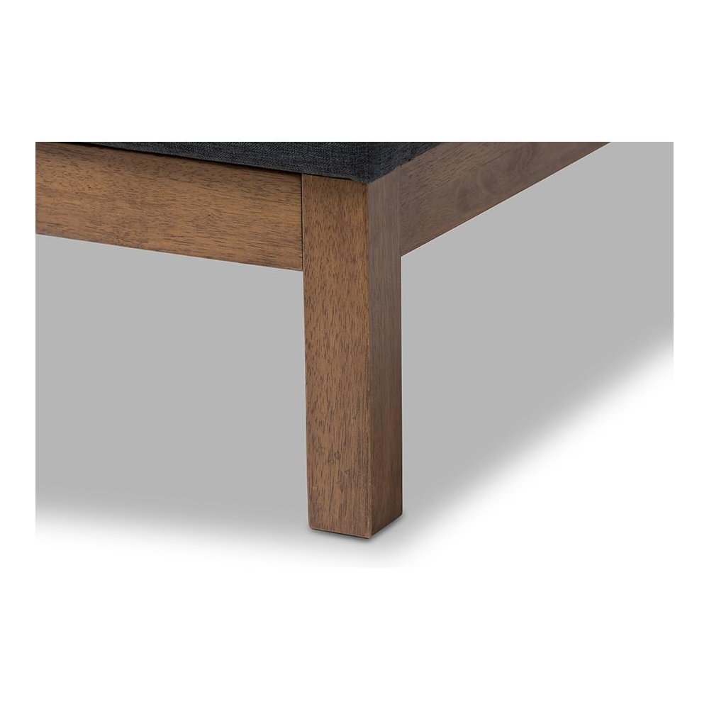 Dark Grey Fabric Upholstered Walnut-Finished Twin Sized Platform Bed. Picture 5