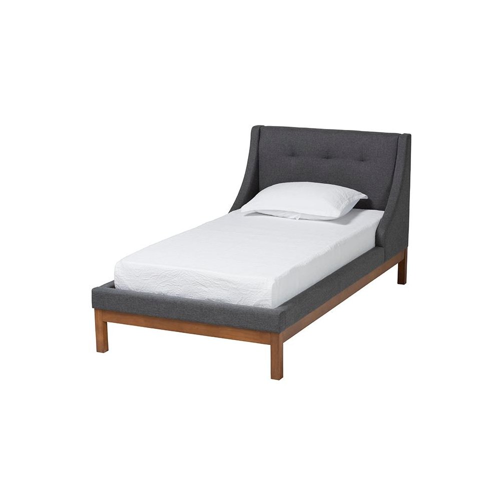 Transitional Dark Grey Fabric Upholstered Twin Size 3-Piece Bedroom Set. Picture 3