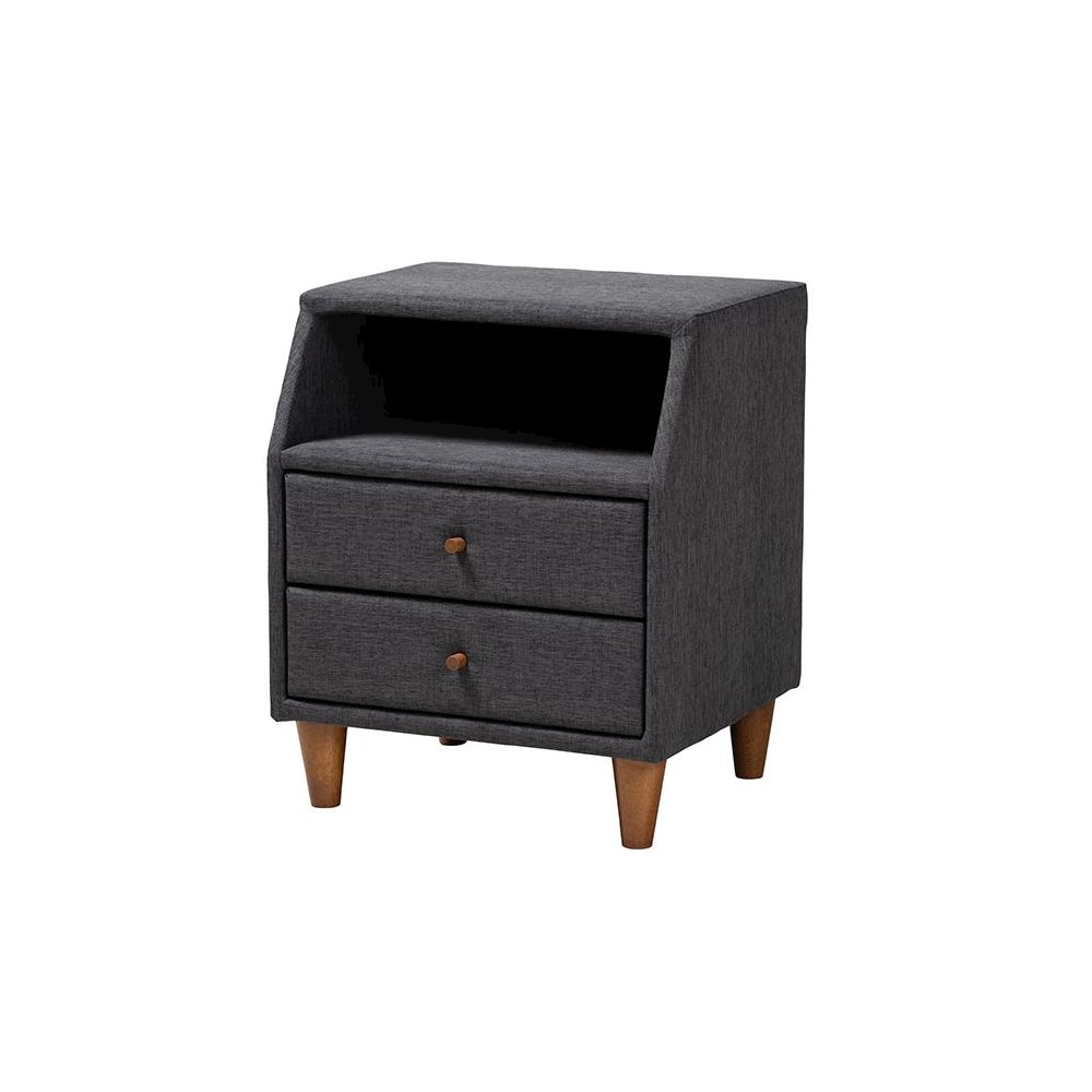 Transitional Dark Grey Fabric Upholstered Twin Size 3-Piece Bedroom Set. Picture 4