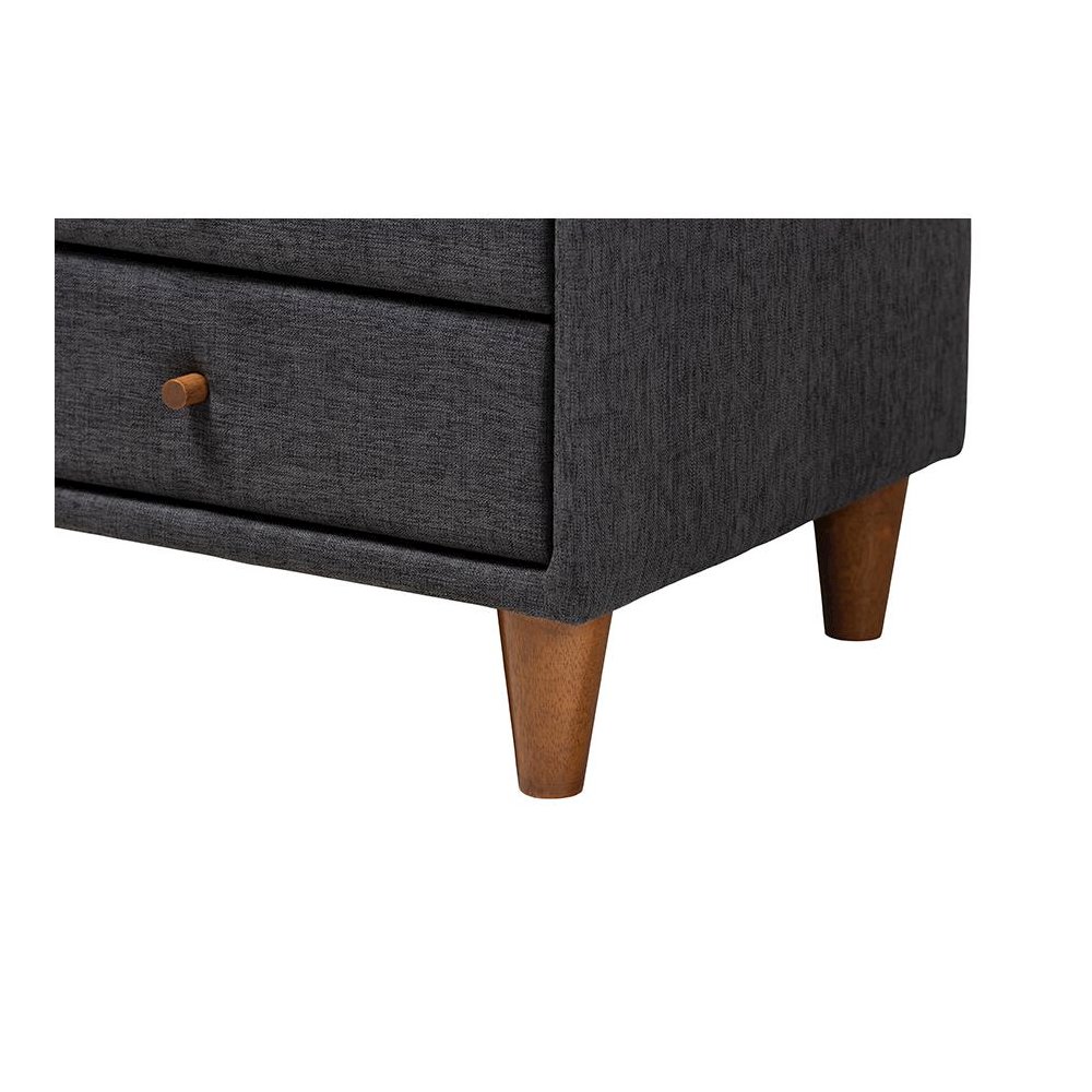 Transitional Dark Grey Fabric Upholstered Twin Size 3-Piece Bedroom Set. Picture 5