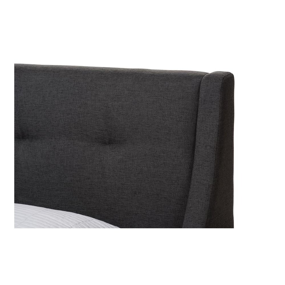 Transitional Dark Grey Fabric Upholstered Twin Size 3-Piece Bedroom Set. Picture 6