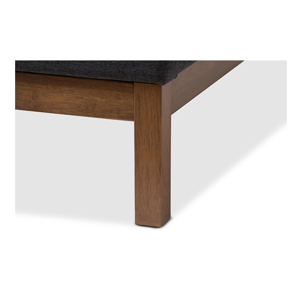 Dark Grey Fabric Upholstered Walnut-Finished Full Sized Platform Bed. Picture 5