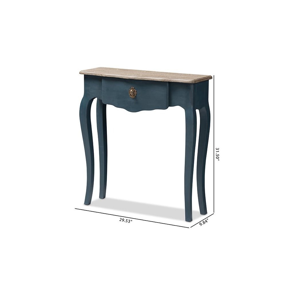 Baxton Studio Mazarine Classic and Provincial Blue Spruce Finished Console Table. Picture 11