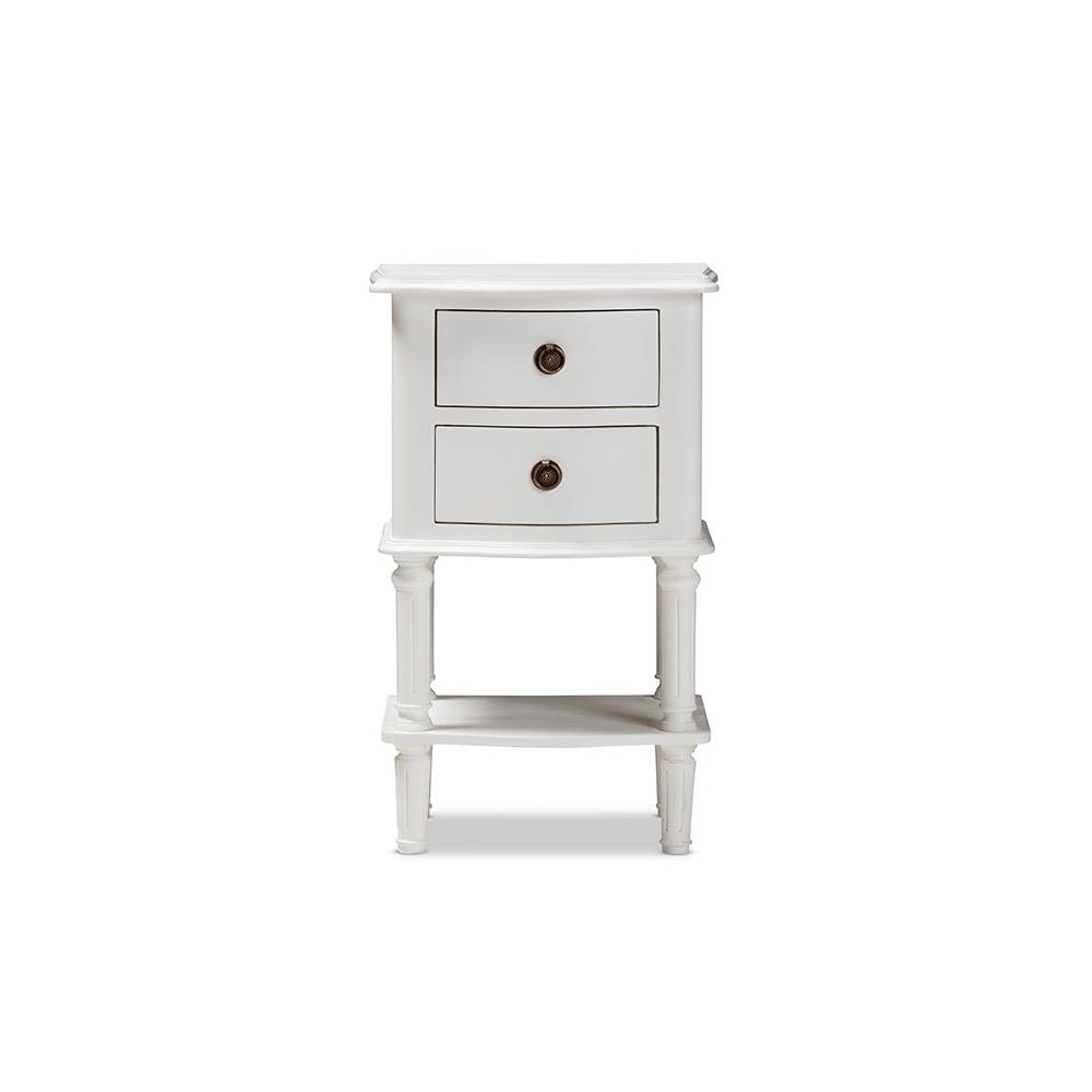 Audrey Country Cottage Farmhouse White Finished 2-Drawer Nightstand. Picture 3
