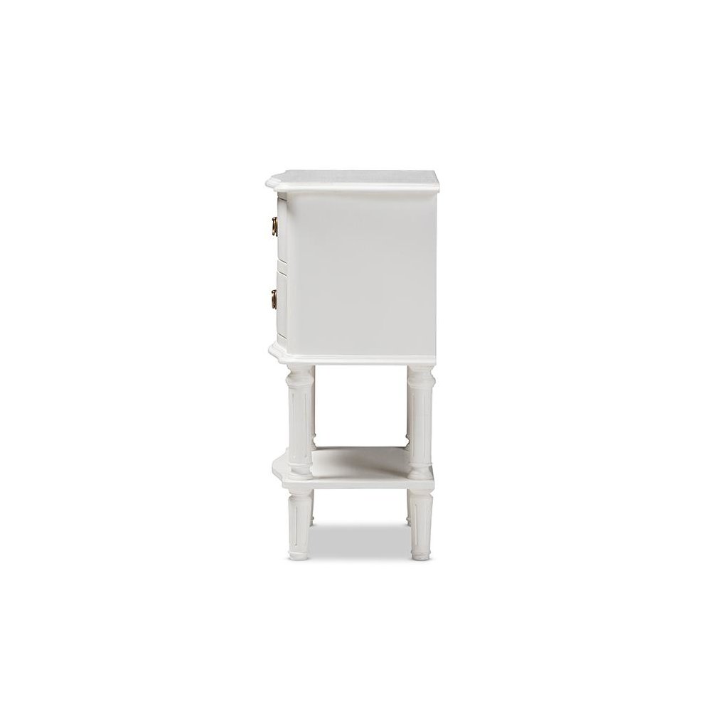 Audrey Country Cottage Farmhouse White Finished 2-Drawer Nightstand. Picture 4